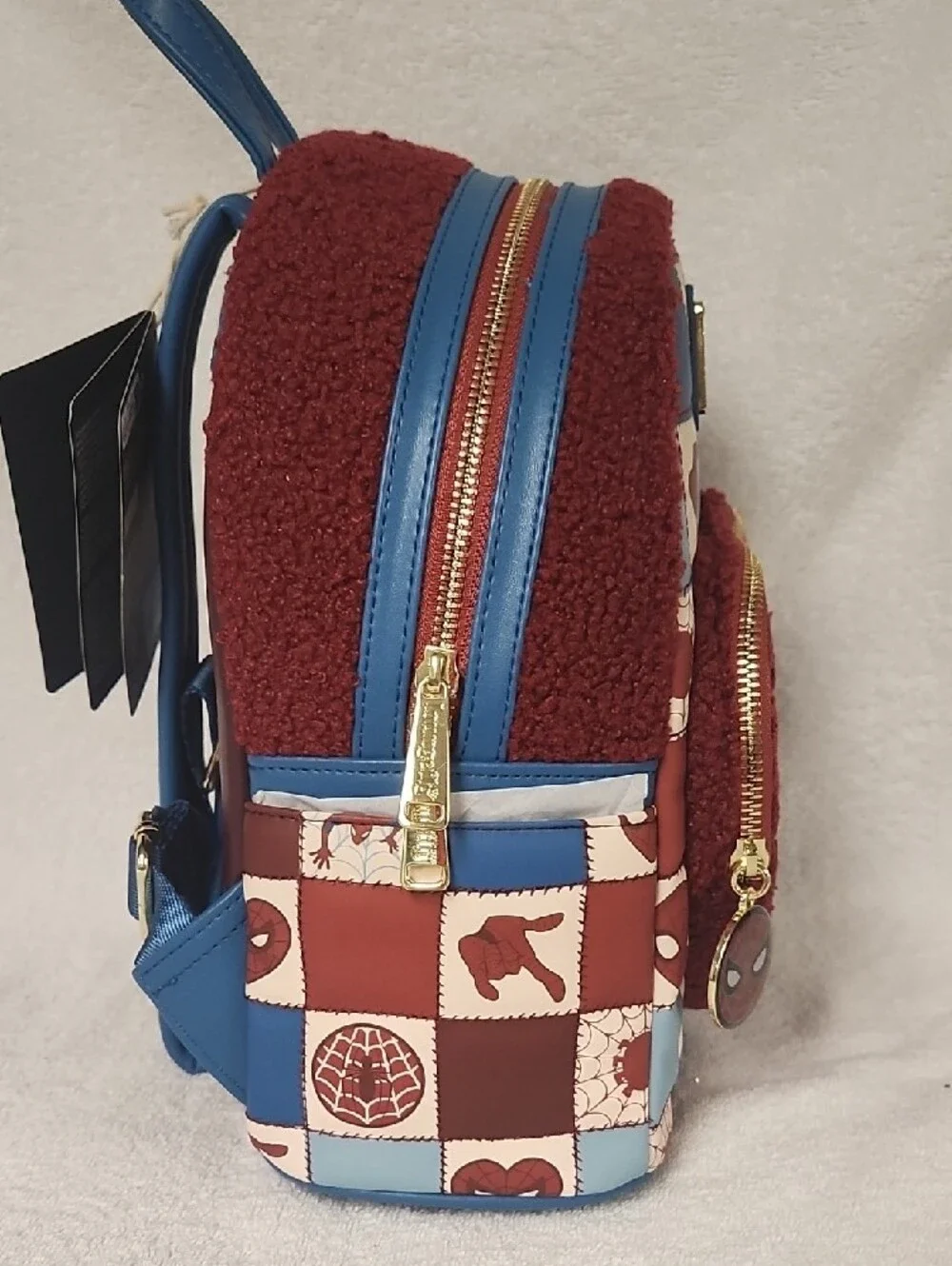 Loungefly Red, Blue and Cream Spider-Man Heart Mini Backpack